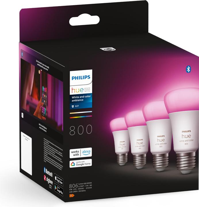 Immagine prodotto Philips Hue White & Color Ambiance BT (E27, 806 lm, 4 x)