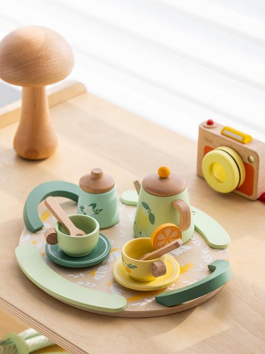 Immagine prodotto Classic World Servizio da tè vintage in legno con vassoio, 14 pezzi.