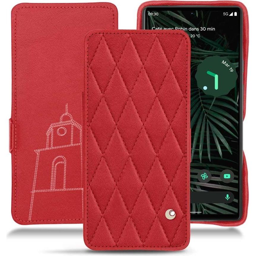 Noreve Lederschutzhülle horizontal (Google Pixel 6 Pro), Smartphone Hülle, Rot