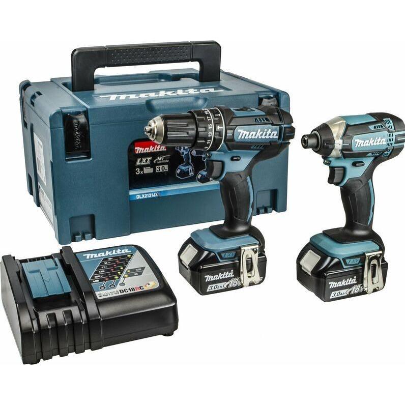 Makita, Trapano + Avvitatore a batteria, DLX2131JX 18V Accu Klopboormachine DHP482 + Slagschroevendraaier DTD152 Combiset (2x 3.0Ah accu)