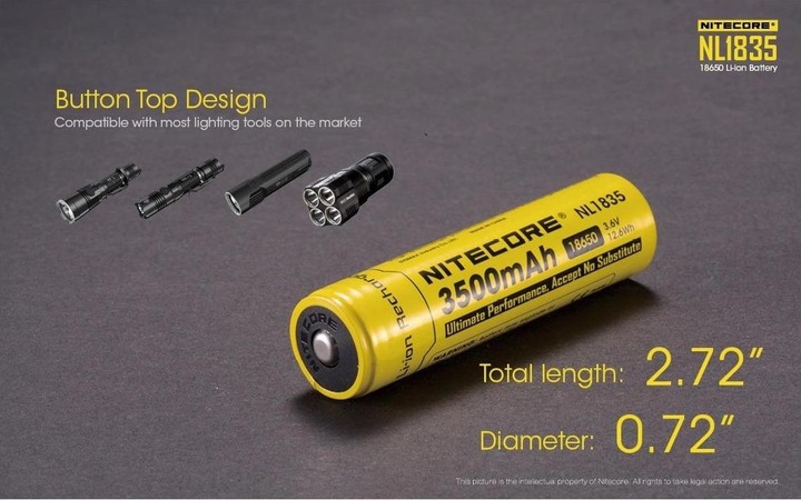 Actual product image Nitecore 18650 USB battery 3500mAh NL1835r