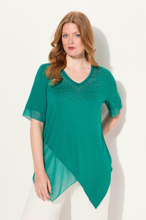Produktbild Ulla Popken Bluse, Layering-Look, Mesh/Jersey, Zipfelsaum (46, 48)