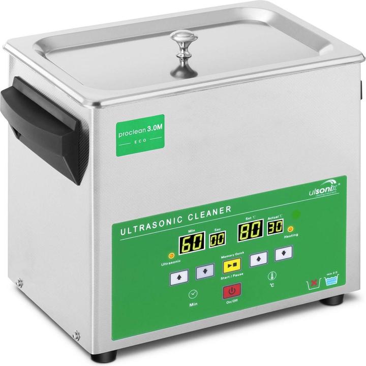 Ulsonix Ultraschallreiniger Ultraschallreinigungsgerät Edelstahl Memory 80 W Eco 3 L (40 kHz, 3000 ml)