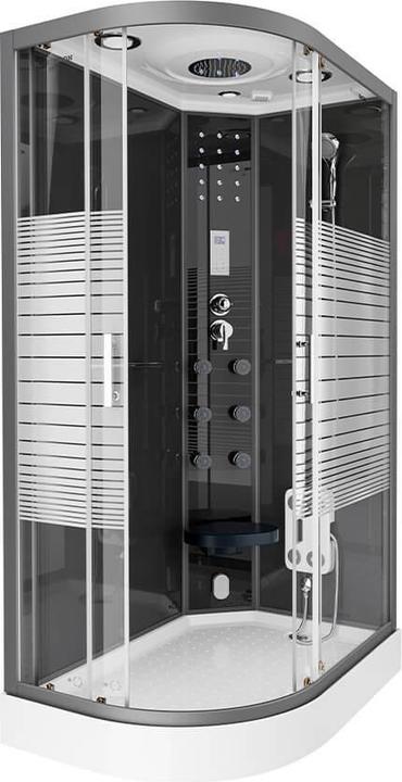 Home Deluxe Dampfdusche mit Wasserfall Dampfsauna MANTA BLACK XL, 120x80x220cm - Links