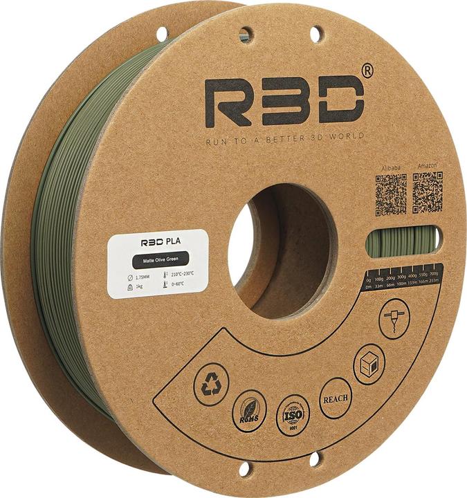 Produktbild R3D ePLA-Matte Olive Grün Filament 1.75mm 1Kg (PLA, 1.75 mm, 1000 g)