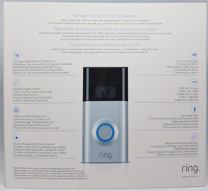 Produktbild Ring Video Doorbell 2 (App, WLAN, Kabellos, Kabelgebunden)