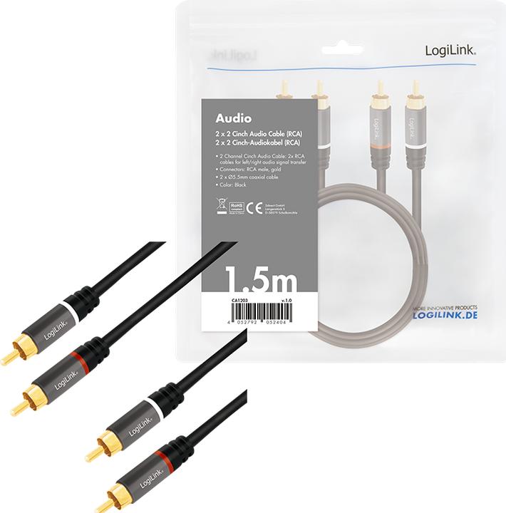 Produktbild LogiLink 2x Cinch – 2x Cinch (1.50 m, Cinch)