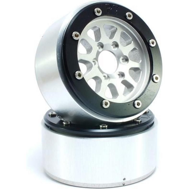 Metsafil ruote beadlock gear argento/nero 1.9 (2 pz.) senza mozzo ruota