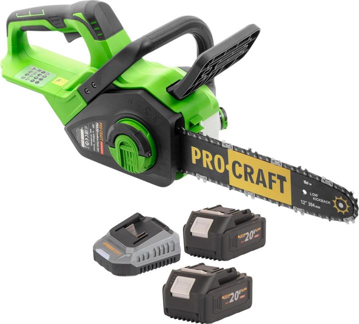 Actual product image Procraft PKA38 Akku Kettensäge 20 V 304 mm Brushless + 2x Akku 4,0 Ah + Ladegerät (Battery chain saw)