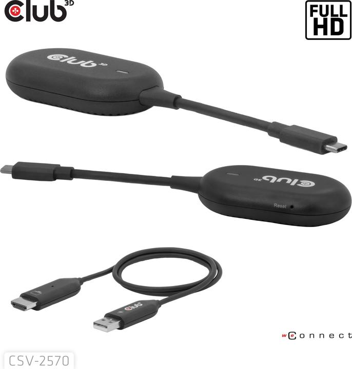 Image du produit Club 3D Club3D Wireless USB-C > HDMI Streaming Kit Full-HD 25m (USB-C)