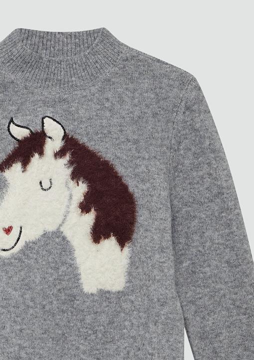 Produktbild s.Oliver Strickpullover Strickpullover mit flauschigem Pferde-Motiv (92, 98)