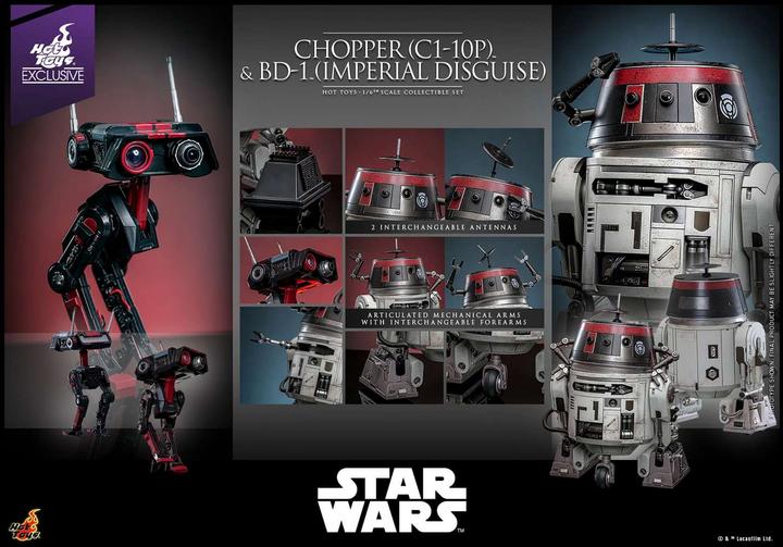 Actual product image Hot Toys Star Wars Actionfigur Set 1/6 Chopper (C1-10P™) & BD-1™ (Imperial Disguise) 18 cm & 8 cm