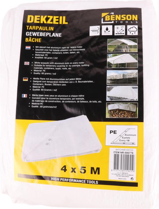 Produktbild Benson Plane 4x5 Meter weiss (4 x 5 m)