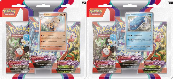 Actual product image Pokémon Pokemon Karmesin & Purpur 3-Pack Blister (German, Blister pack)