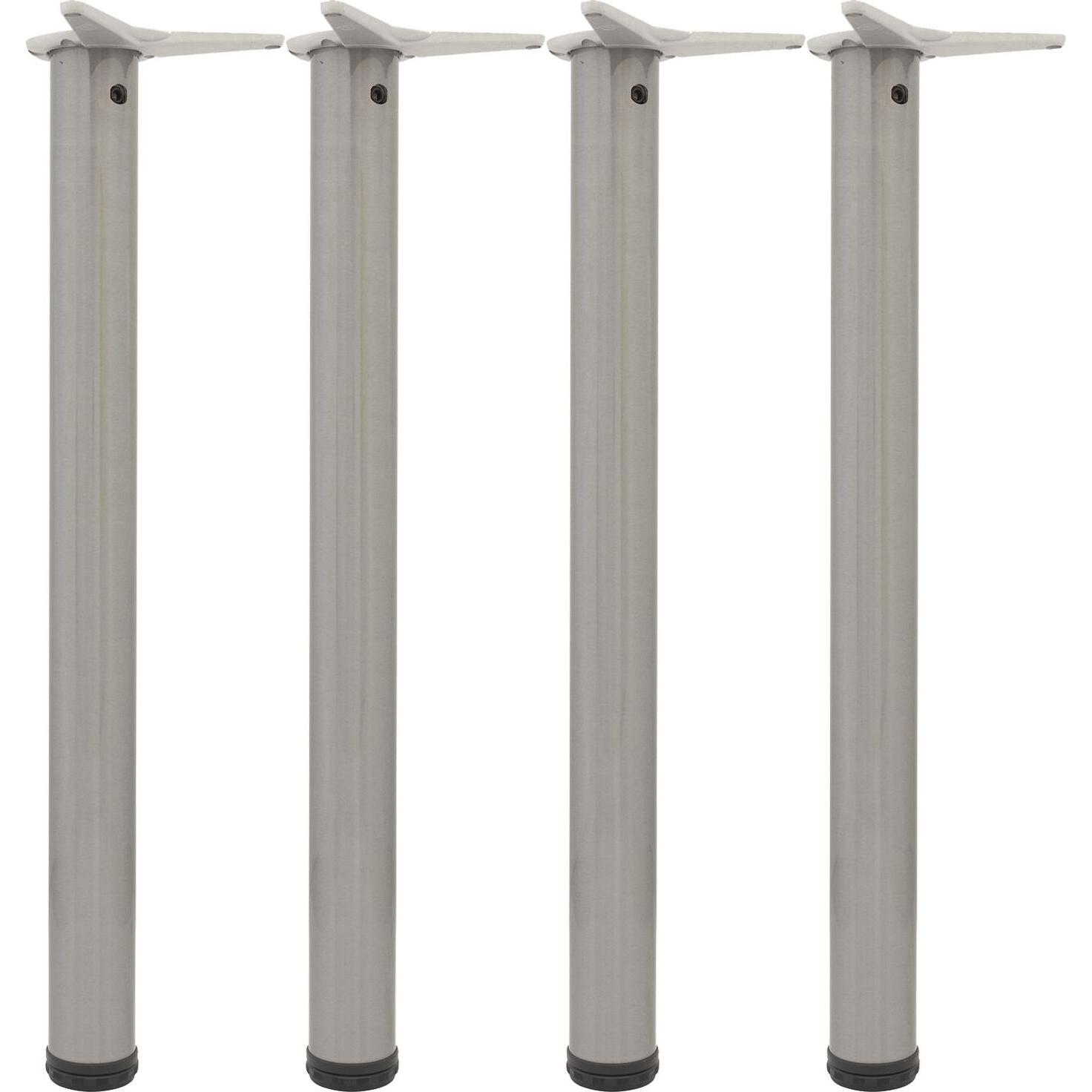Vasalat, Tischbeine + Tischgestell, CAMAR Tischbeine höhenverstellbar 470-500mm, ø 60mm, Edelstahl-Effekt 4 Stück