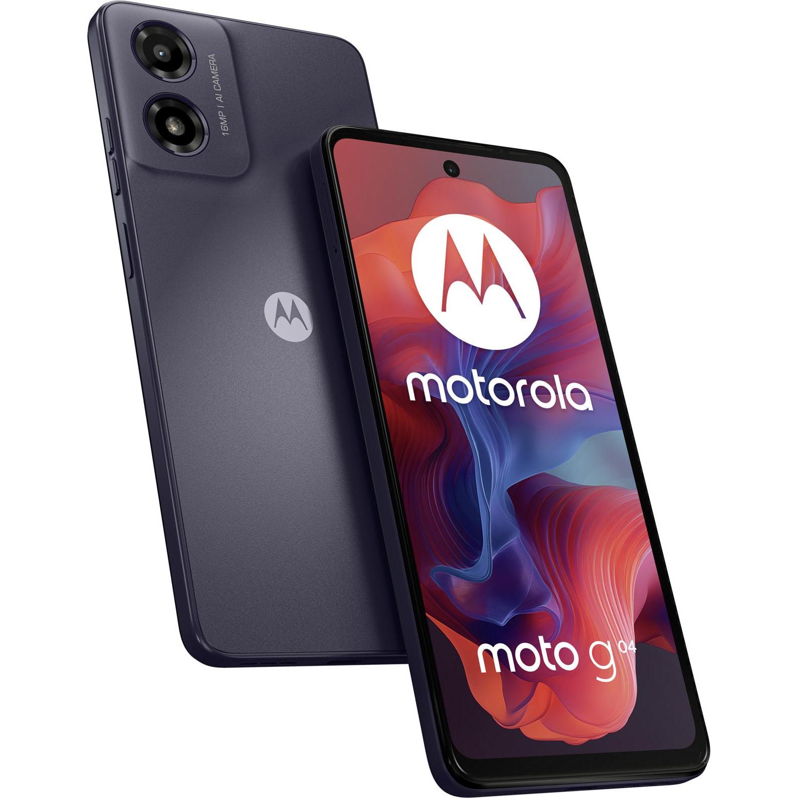 Motorola Moto G04 (64 GB, Concord Black, 6.56", Dual SIM, 16 Mpx, 4G), Smartphone, Schwarz