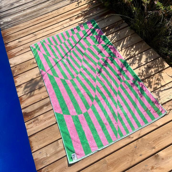 Produktbild Frau Kunz Badetuch Onda Luce Pink & Grün (100 x 150 cm)