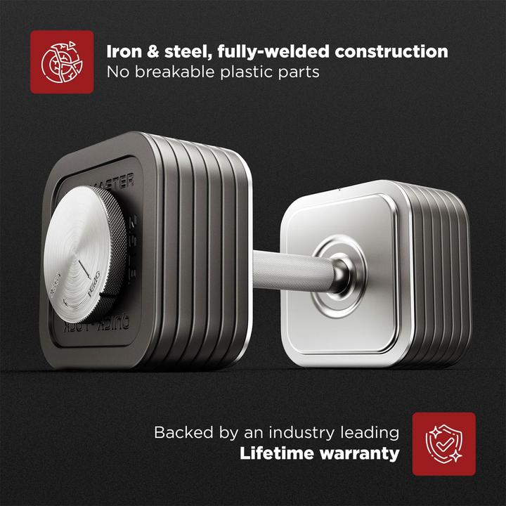 Actual product image Ironmaster Quick-Lock Dumbbell Handle Set Adjustable 34 kg (2 x 1.1 kg)
