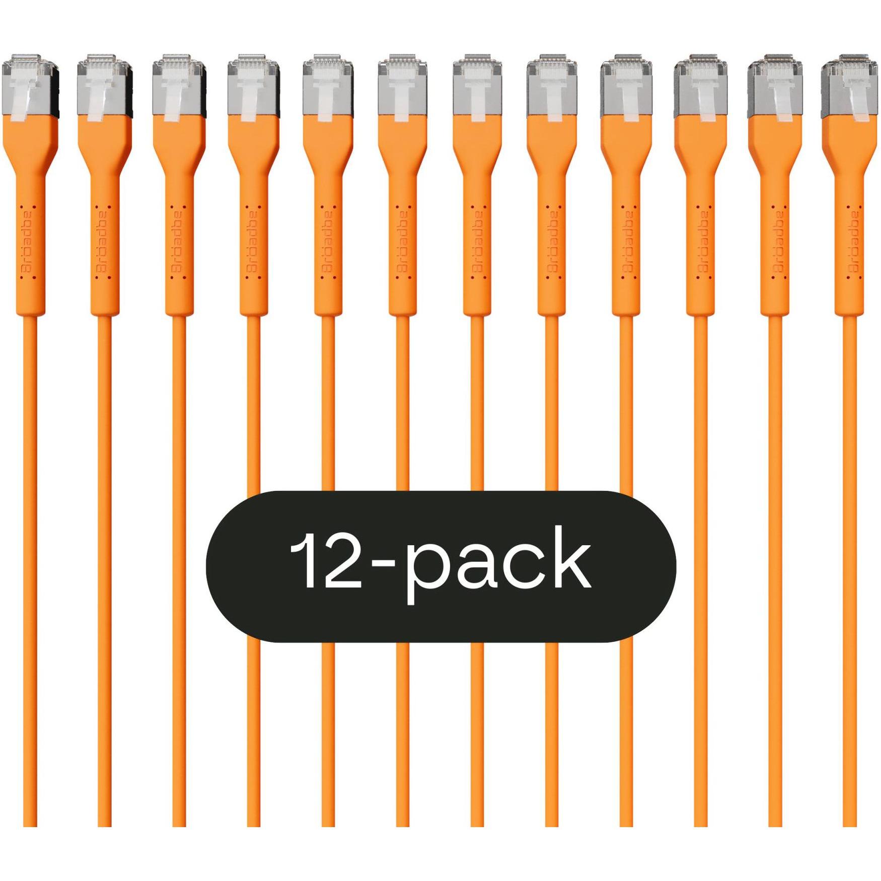 Broadbe Slim Patch Cable 10G Orange 2m 12-pack Cable-Patch-Cat6A-OR-2M-Slim-12 (CAT6a, 2 m), Cavo di rete