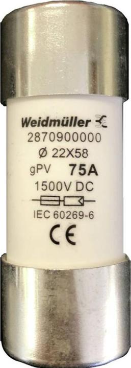 Weidmüller 2870900000 FUSE WSFL 22X58 75A 1K5V GPV Miniature fuse Contents 10 pcs. (75 A)