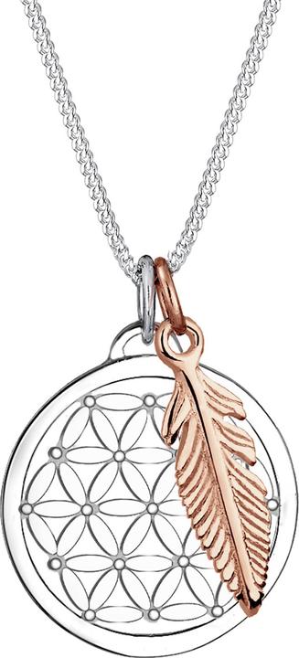 Produktbild Elli mit Lebensblume Feder Anhänger Bi-Color Silber (Sterling Silber, 45 cm)