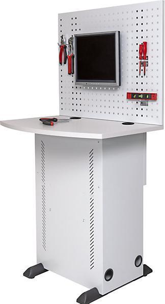 Immagine prodotto eurokraft basic Armadio per computer, con piano di lavoro e parete forata, grigio chiaro. (60 cm, 163.80 cm)