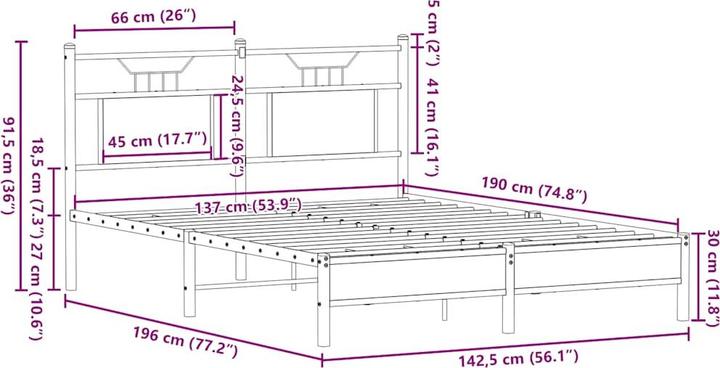 Image du produit vidaXL Bettgestell (137 x 190 cm)