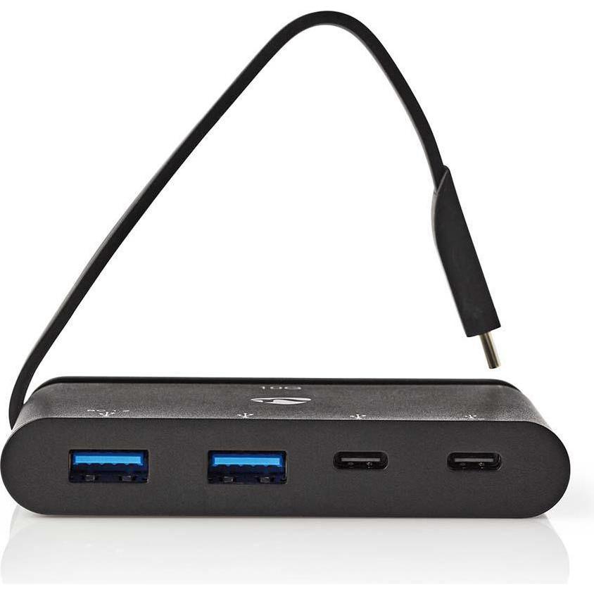 Nedis Hub - USB-C - USB 3.0 - Power: 100 Watt - USB 3.1 Super Speed - Schwarz (USB-C, 4 Ports), Dockingstation + USB Hub...