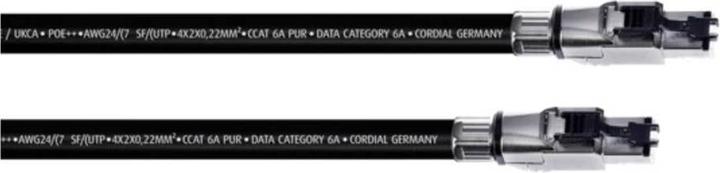 Cordial 15611 RJ45 Netzwerkkabel, Patchkabel CAT 6a SF/UTP 3.00 m Schwarz PUR-Ma (SF/UTP, CAT6a, 3 m)