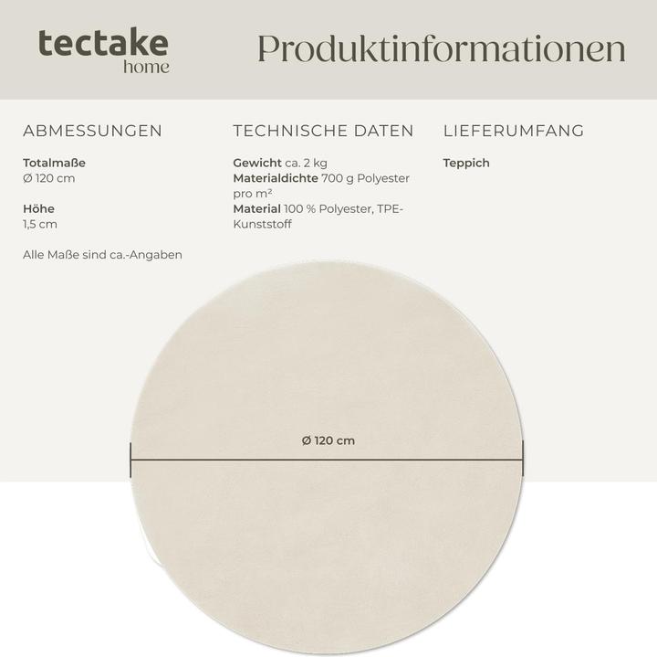 Actual product image tectake Kurzflorteppich Soft Zone (120 x 120 cm)