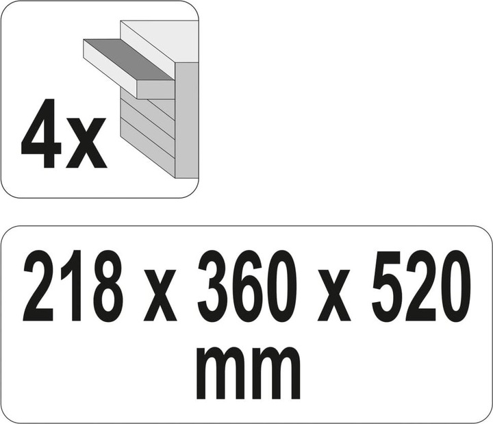 Actual product image Yato Tool box YT-08874, 4 drawers