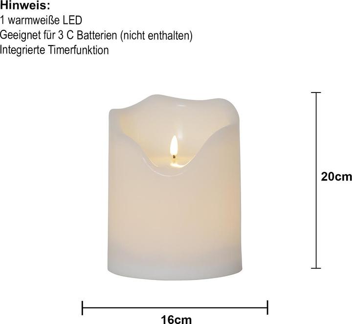 Image du produit Star Trading Bougie LED pilier flamme grand 16 cm x 20 cm, blanc (1 x)