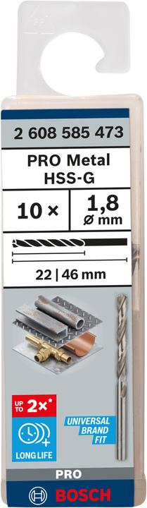 Immagine prodotto Bosch Professional Zubehör Trapano PRO Metal HSS-G, 1,8 x 22 x 46 mm (1,8 mm)