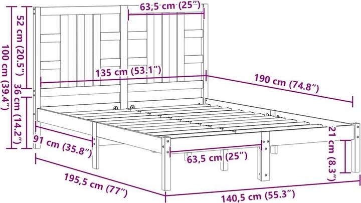 Image du produit vidaXL Bettrahmen (135 x 190 cm)