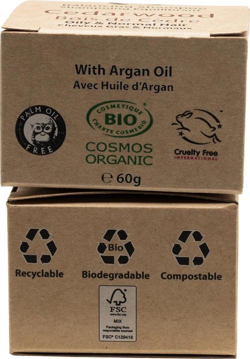 Actual product image Natura Punto Palm oil free solid organic shampoo, min. 77% cold pressed oils, with Argan oil, Lemon & Lime. (Solid shampoo)
