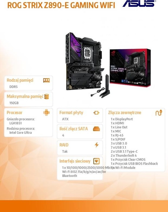 Actual product image ASUS ROG STRIX Z890-E GAMING WIFI (LGA 1851, Intel Z890, ATX)