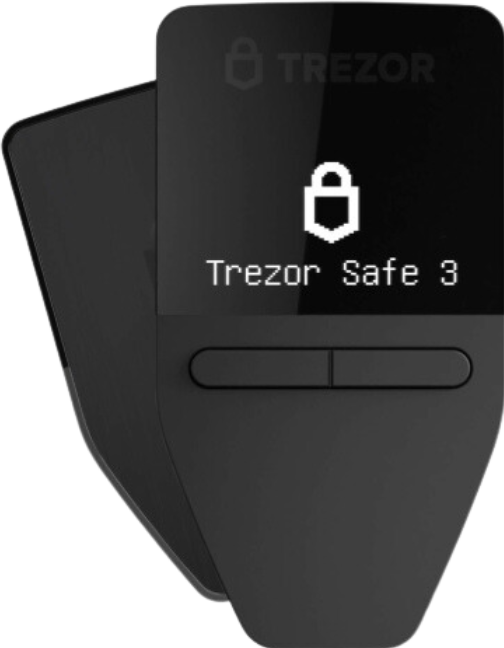 Actual product image Trezor Safe 3 - Cosmic Black (Bitcoin, Bitcoin cash, Ethereum Classic, Cardano, Dogecoin, Litecoin, Stellar)