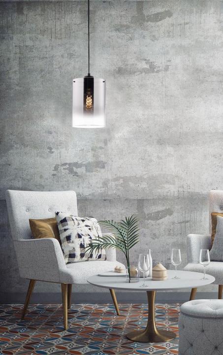 Produktbild Fischer & Honsel Honsel Pendelleuchte Samu - sandschwarz/Glas rauchfarben zu klar (60895) (E27)