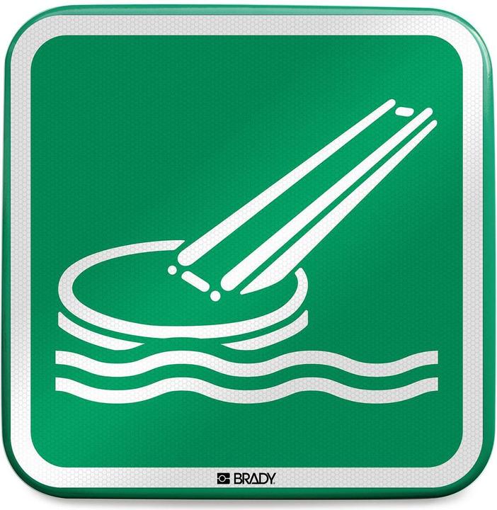 Actual product image Brady E/E054//RFLBD-400X400-1, ISO safety sign - Evacuation slide for marine use, aluminium