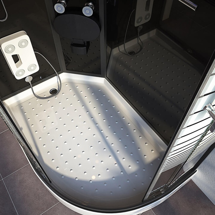 Produktbild Home Deluxe Dampfdusche mit Wasserfall Dampfsauna MANTA BLACK XL, 120x80x220cm - Rechts
