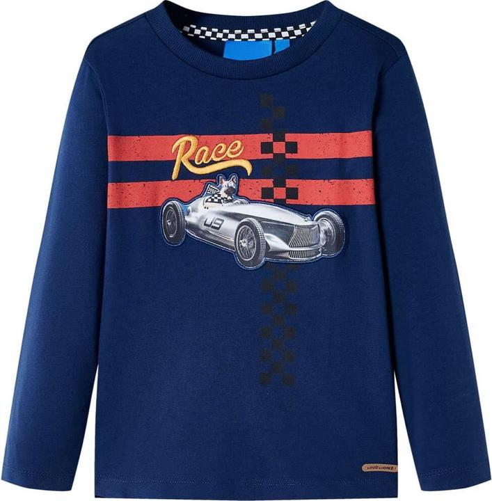 Actual product image vidaXL Children's long-sleeved shirt navy blue 140,Material: 100 (140)