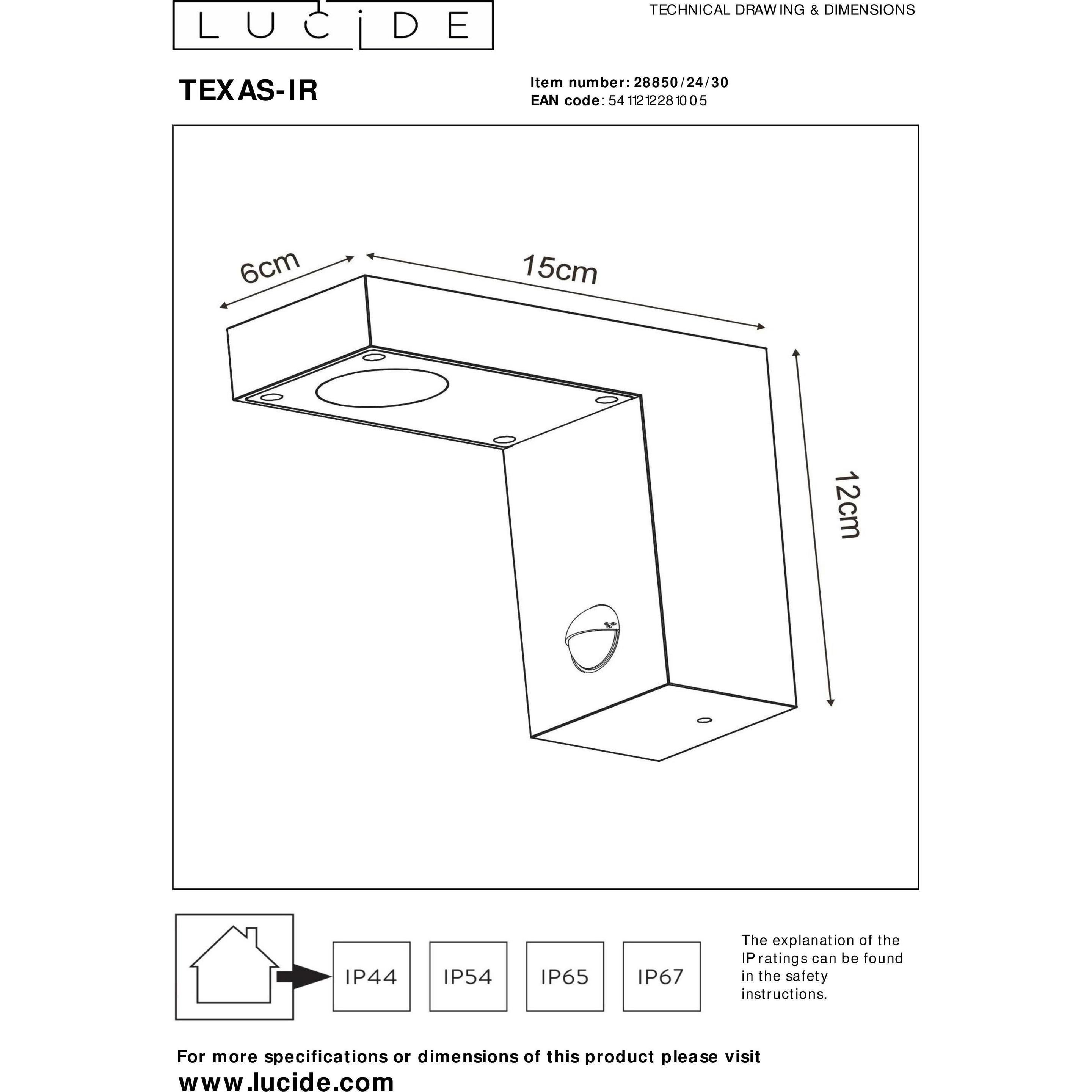 Thumbnail - Lucide, Gartenbeleuchtung, Texas-Ir (230 lm, IP54)