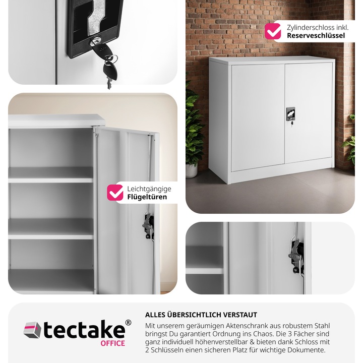 Actual product image tectake Filing cabinet with 3 shelves (90 x 40 x 90 cm)