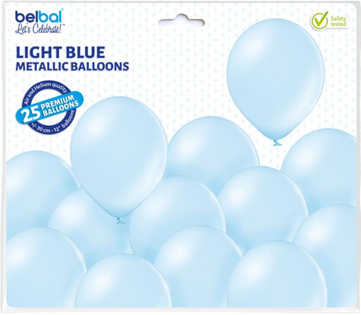 Actual product image Belbal 25 Decorative Round Balloons Ø 33 cm METALLIC LIGHT BLUE (25 x)