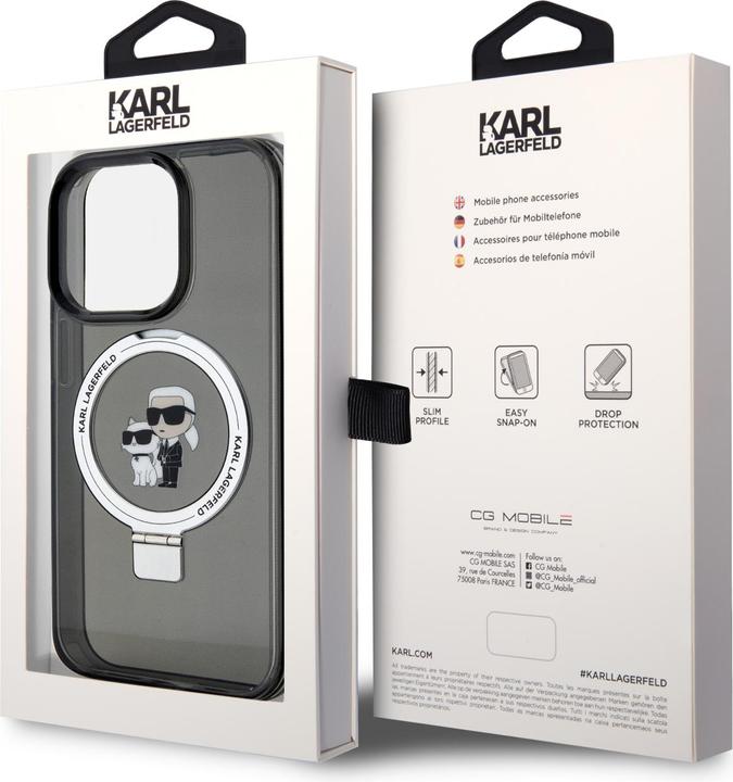 Produktbild Karl Lagerfeld KLHMP15XHMRSKCK iPhone 15 Pro Max 6.7" czarny/black hardcase Ring Stand Karl&Choupett (Apple iPhone 15 Pro Max)