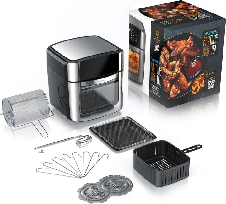 Immagine prodotto Arendo Heissluftfritteuse WiFi 16 L, Air Fryer/Grill/Dörren, 1800 W, inkl Zubehör, Multifunktionsofen, XXL