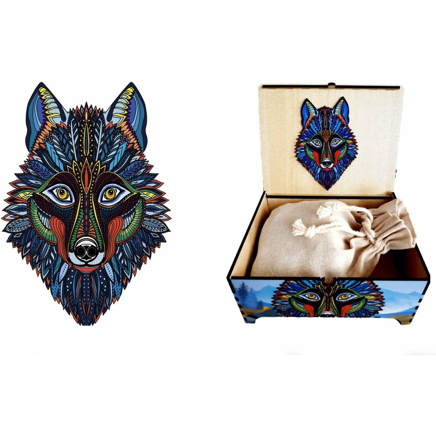 Thumbnail - Fa Lixen Holzpuzzle Nachtwolf XL 165 Teile im Geschenkkarton