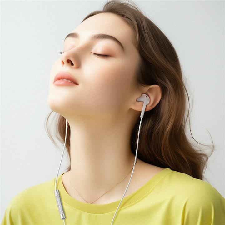 Actual product image Acefast - Wired Earphones (L7) - Type-C, Half-In-ear, with HD Microphone, Flexible, 1.2m - White (Cable)