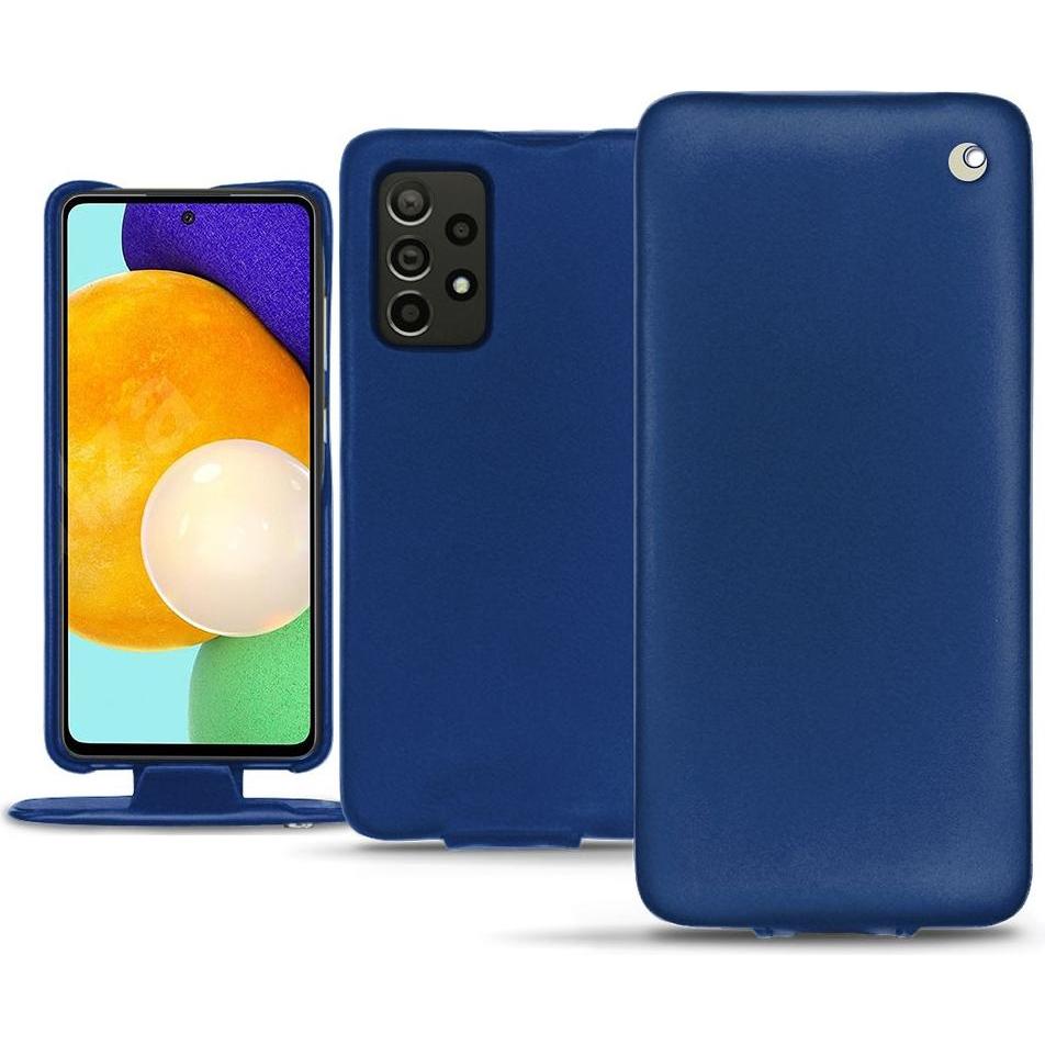 Noreve Lederschutzhülle vertikal (Samsung Galaxy A52), Smartphone Hülle, Blau