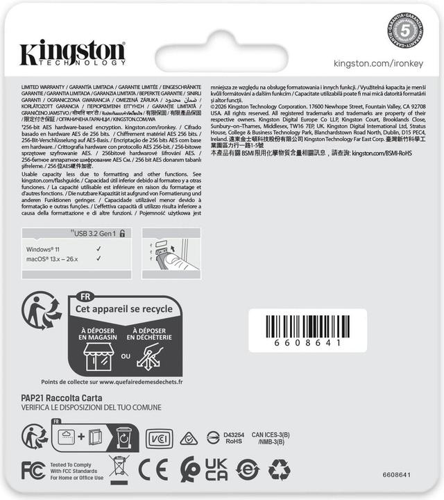Produktbild Kingston IronKey Locker+ 50 G2/128GB/USB 3.2 Gen 1 (5Gb/s)/USB-A/Černá (128 GB, USB-A)